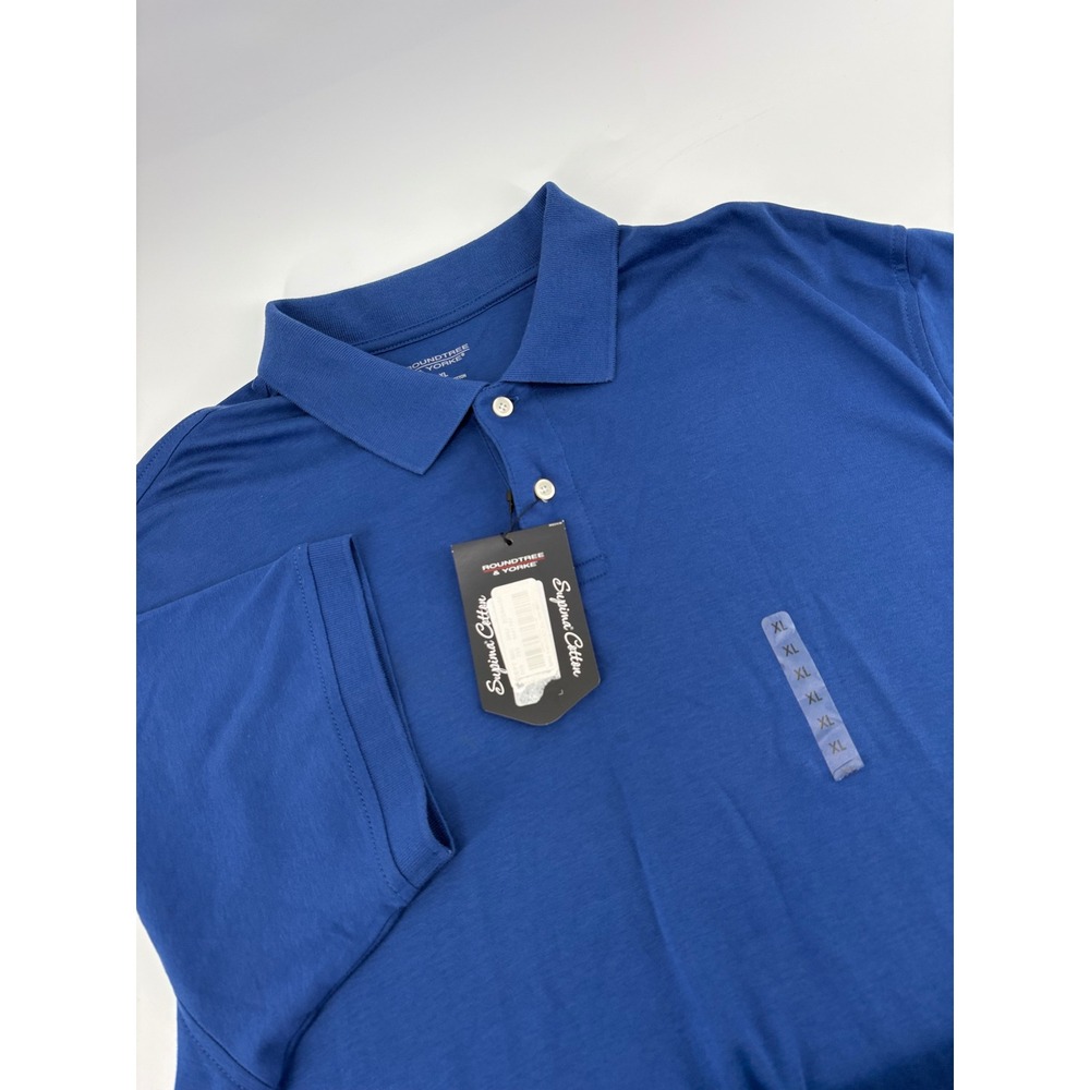 Roundtree & Yorke Mens XL Blue‎ Supima Cotton Short Sleeve Polo Shirt NWT
